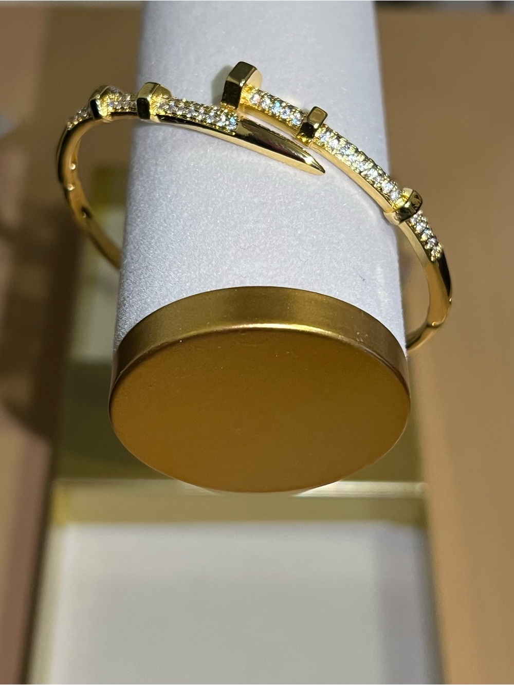 Gold Pave Nail Cuff Bracelet - Women's Gold Bracelet - Picture 3 of 6
